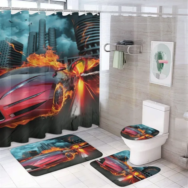 Red Hot Concept Car Flames on a shower curtain