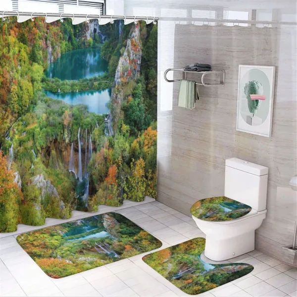 Scenic Fall Valley Lakes on a shower curtain