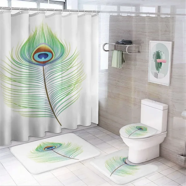 Single Retro Plume Peacock on a shower curtain