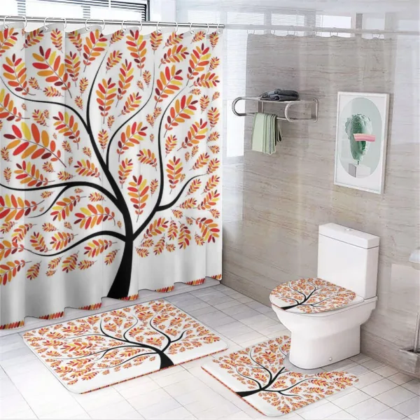 Tangerine Leaves Tree on a shower curtain