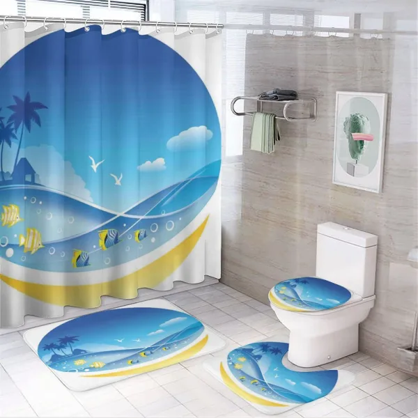 Tropic Cartoon Sea on a shower curtain