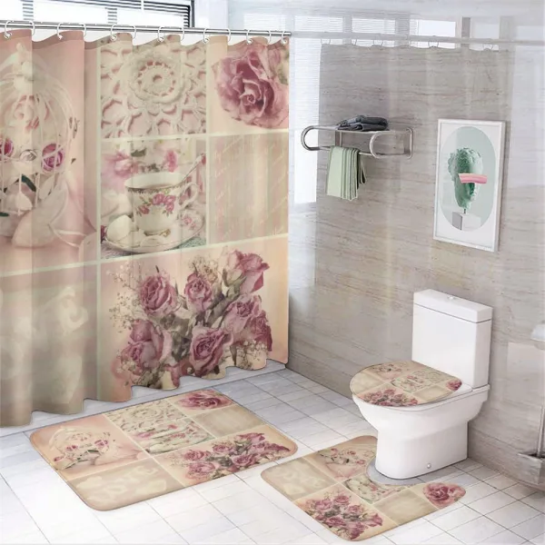 Vintage Lace Cups on a shower curtain