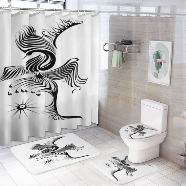 Abstract Phoenix Design on a shower curtain