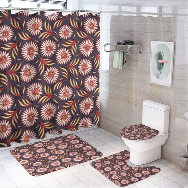 Blooming Petals Leaves on a shower curtain