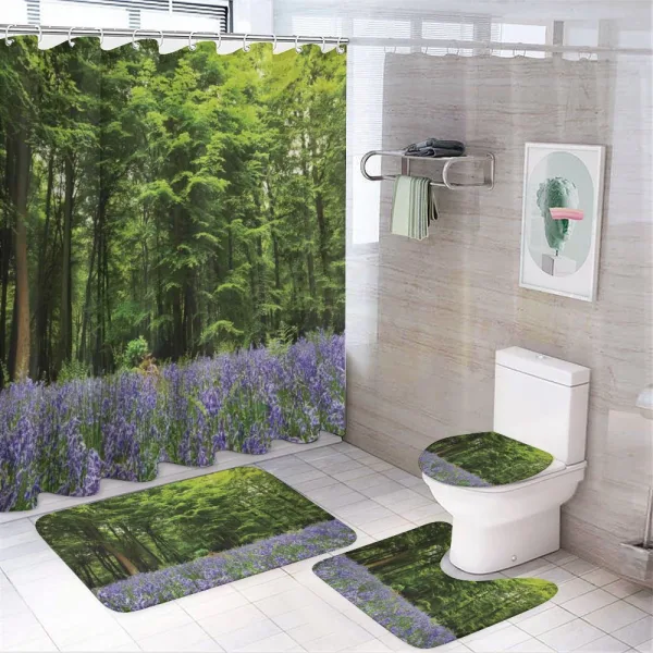 Bluebell Flowers Forest on a shower curtain