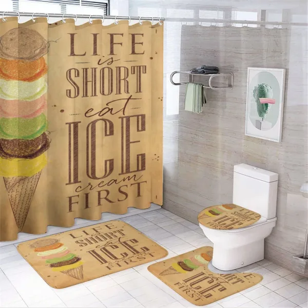 Eat Ice Cream First Scoops on a shower curtain
