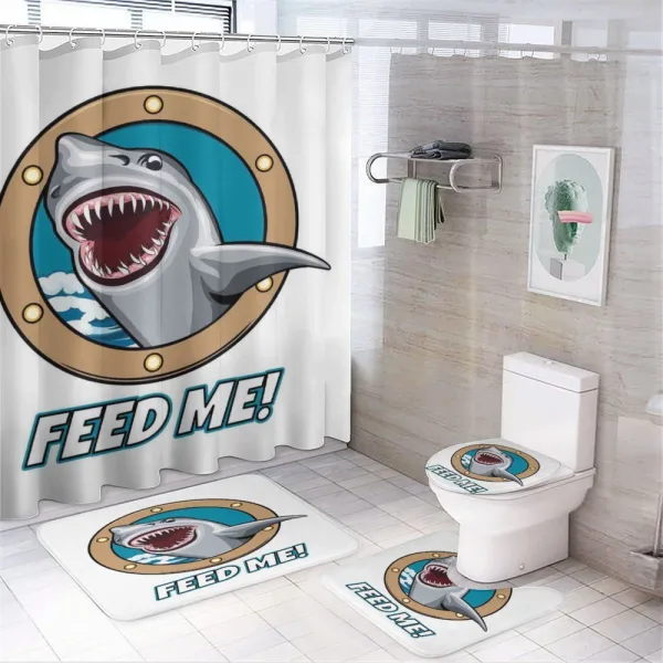 Feed Me Words Shark on a shower curtain