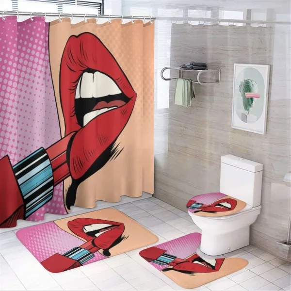 Halftone Comic Pop Art Girl on a shower curtain