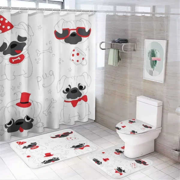 Happy Sad Cool Dogs Pug on a shower curtain
