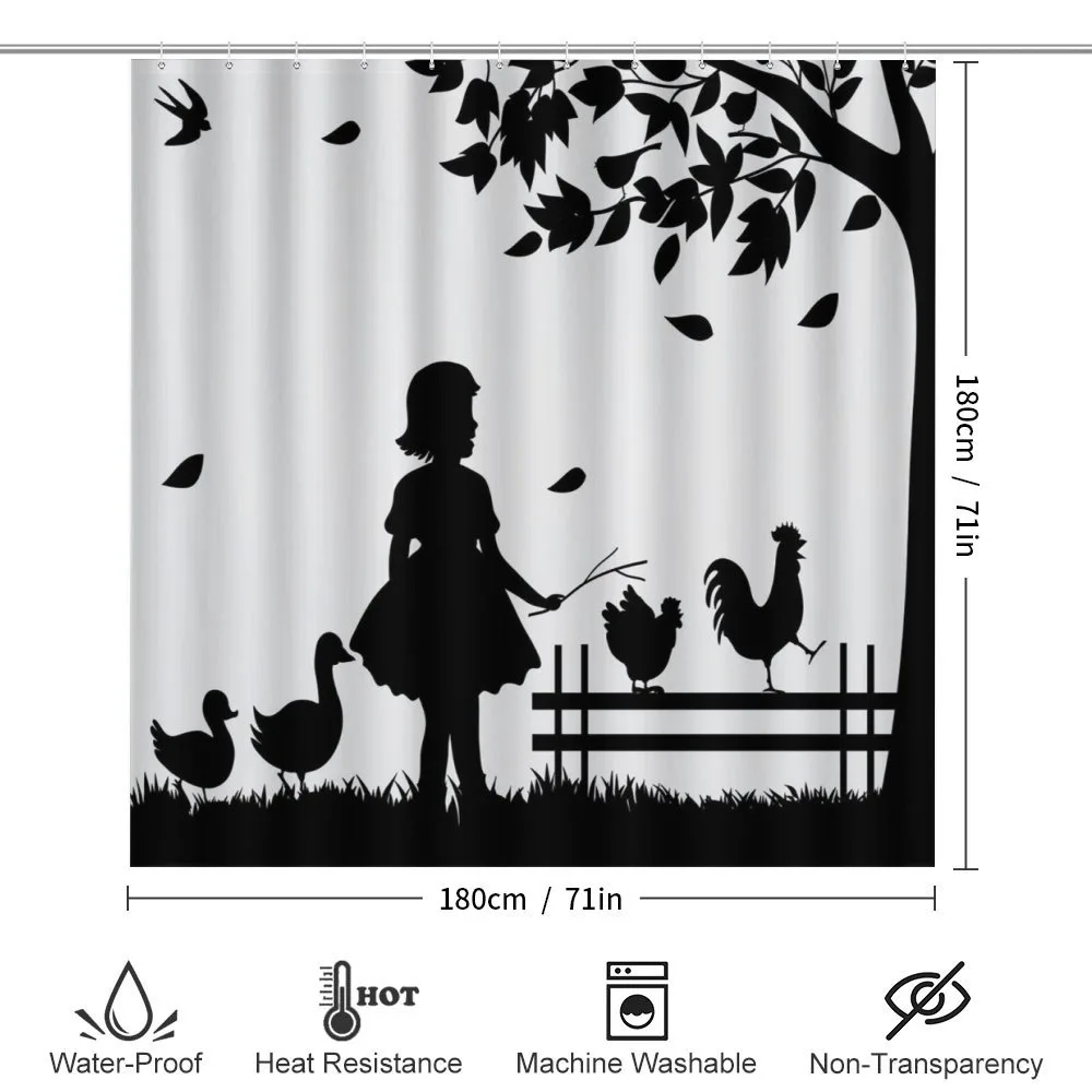 Little Girl Geese Rooster — Detail 2