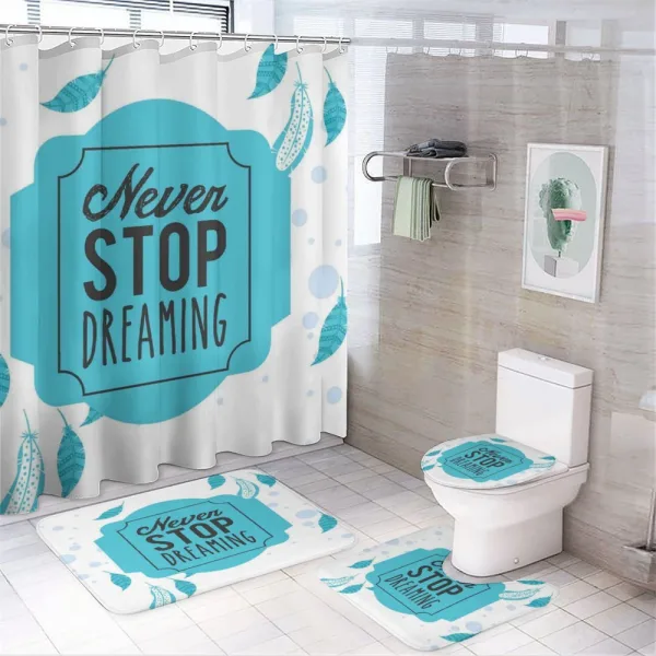 Never Stop Dreaming Words on a shower curtain