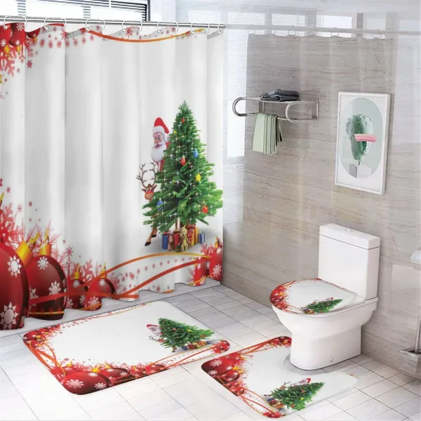 Red Balls Tree on a shower curtain