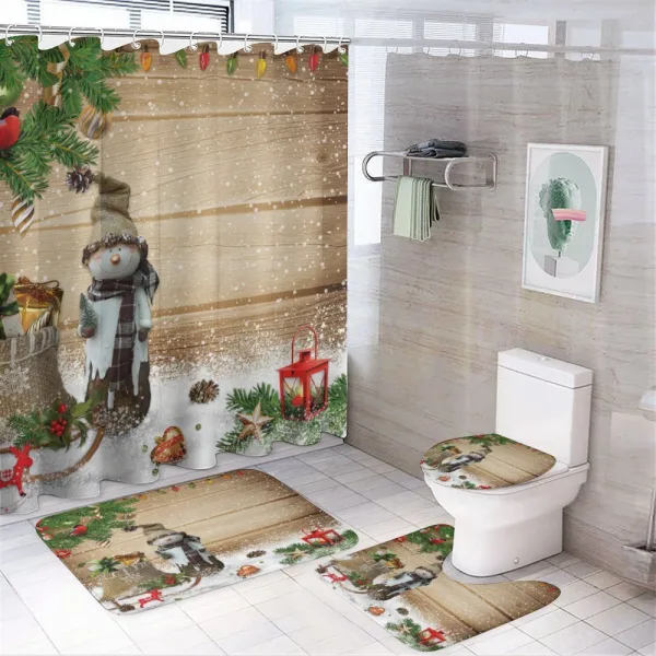 Snowman in the Garden on a shower curtain