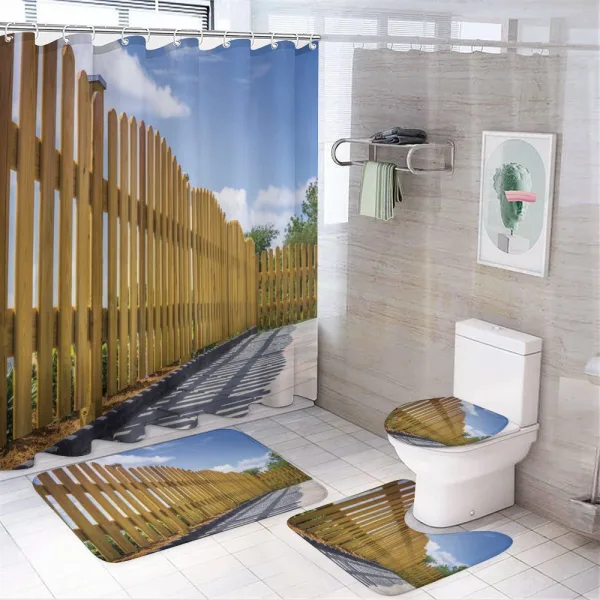 Terrace in Summer Day Sky on a shower curtain