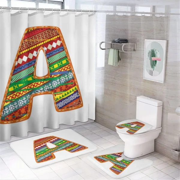 Typography Mosaicrt on a shower curtain
