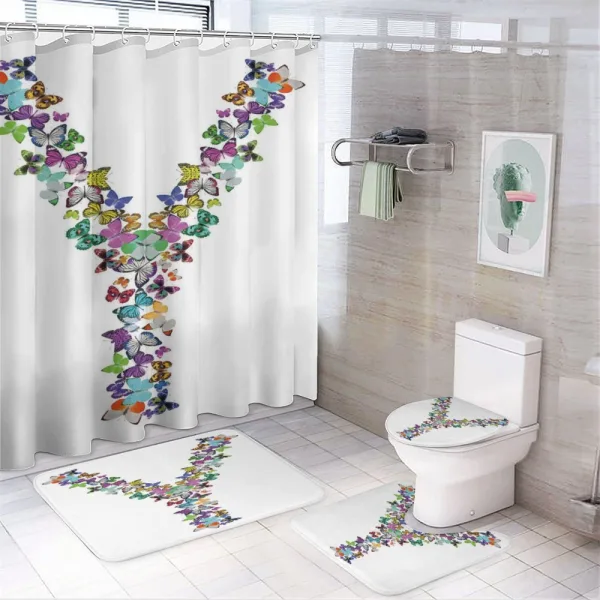 Vibrant Butterflies Y on a shower curtain