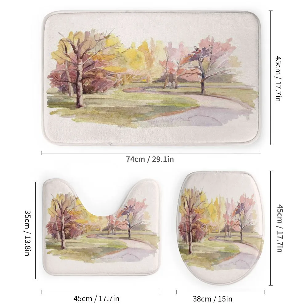 Watercolor Trees and Road — Detail 1