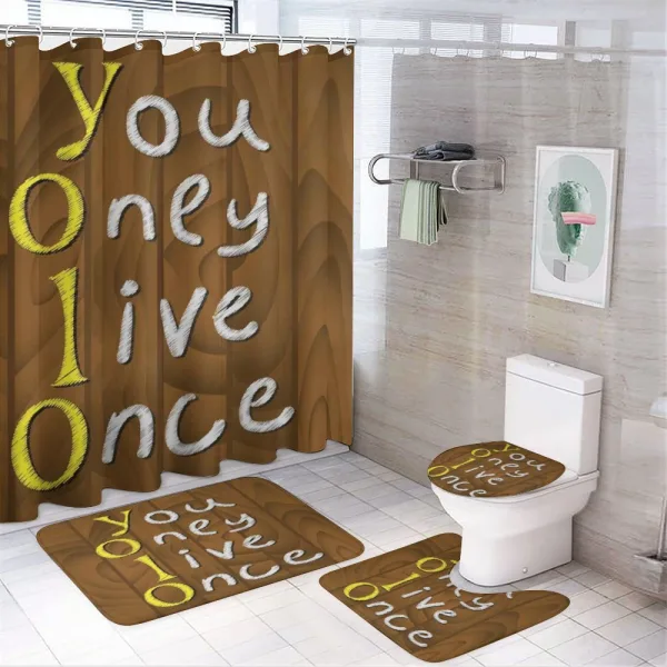Wooden Rustic Board Words on a shower curtain