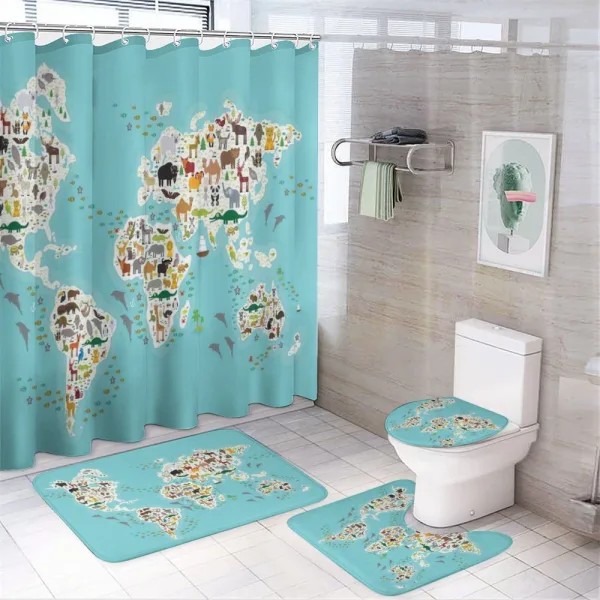 World Map Local Animal on a shower curtain