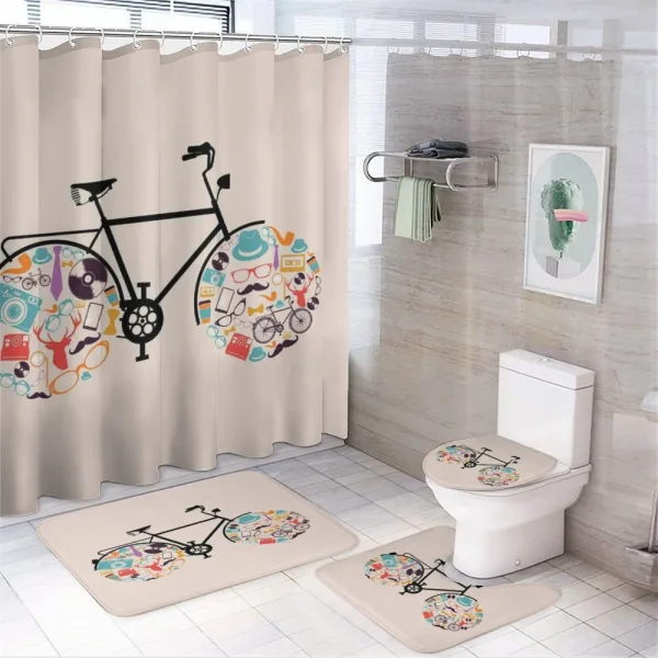 Bike with Retro on a shower curtain