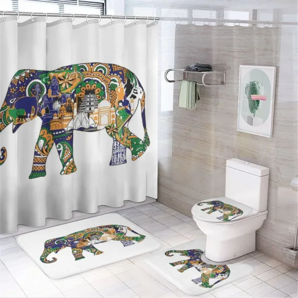 Elephant Asian Symbol on a shower curtain