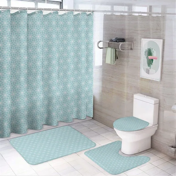 Geometrical Floral Motif on a shower curtain