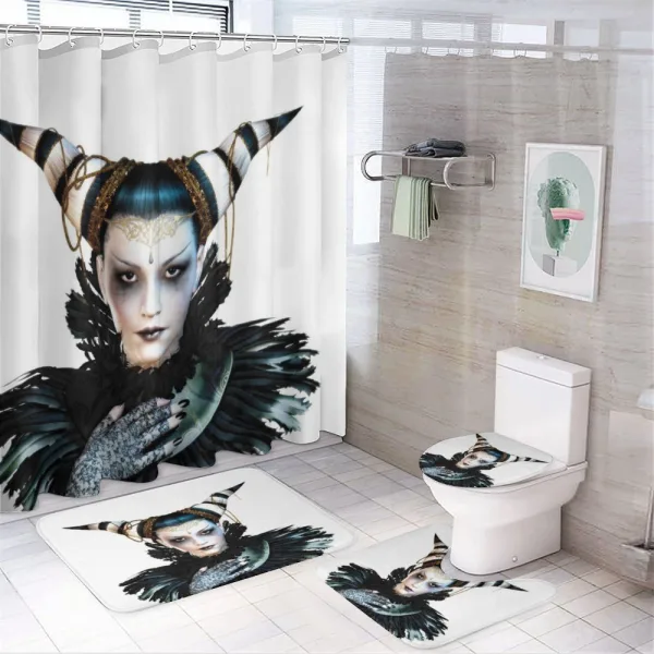 Gothic Lady Hair Horns on a shower curtain
