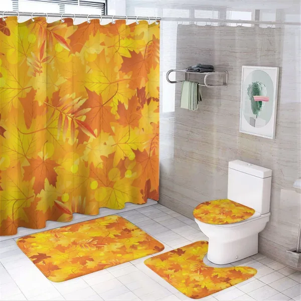Graphic Pile of Dried Leaves on a shower curtain