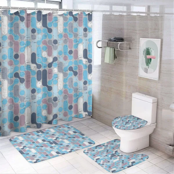 Grunge Retro Rounds on a shower curtain