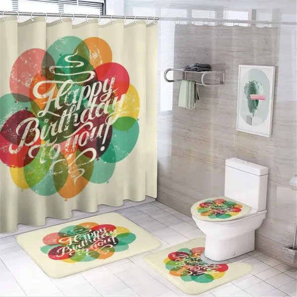 Grunge Typo Birthday on a shower curtain