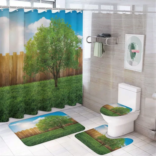 Life Tree Yard Field on a shower curtain