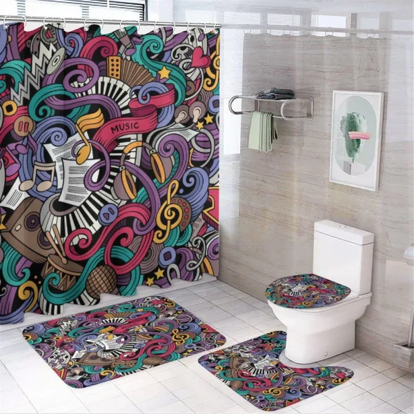 Music Theme Instruments on a shower curtain