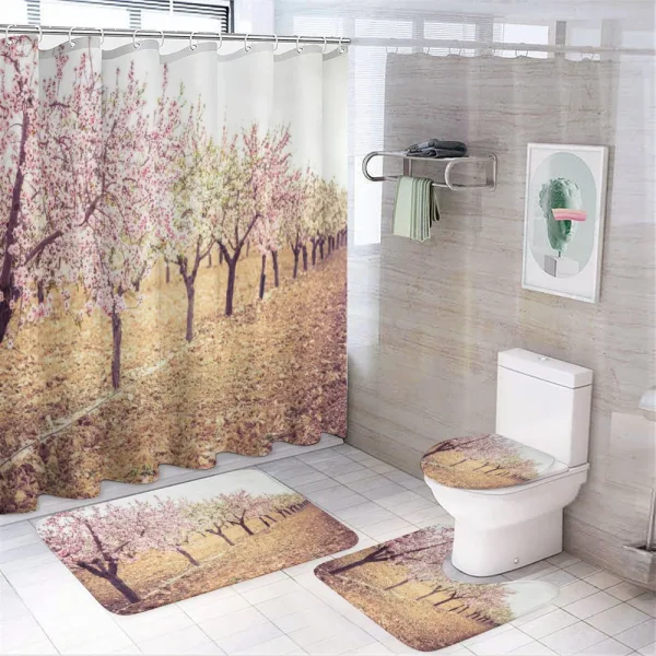 Pastel Idyllic Motif on a shower curtain