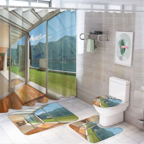 Patio and Garden Mountain on a shower curtain