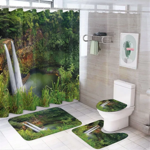 Twin Waterfalls Hawai on a shower curtain