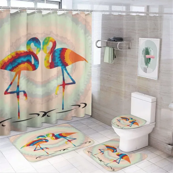 Valentines Funky Birds on a shower curtain