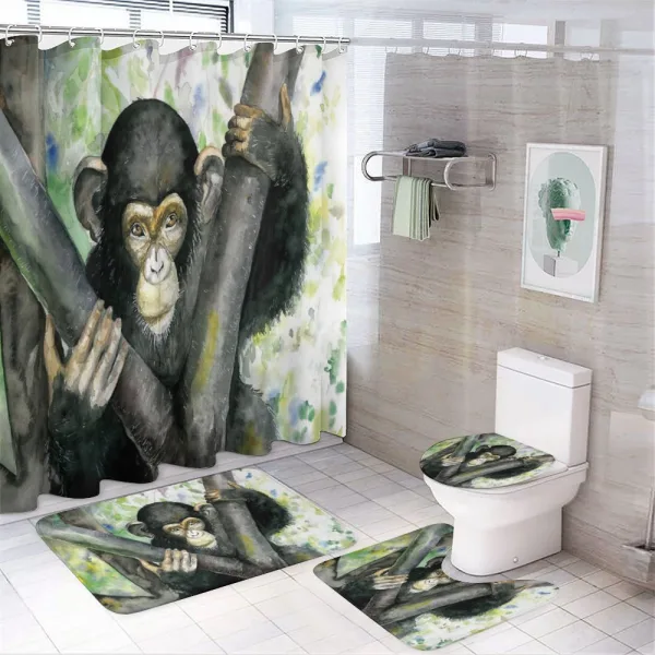 Watercolor Baby Chimpanzee on a shower curtain