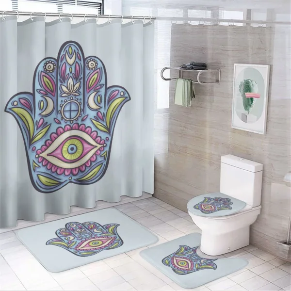 Doodle Colorful Hamsa on a shower curtain
