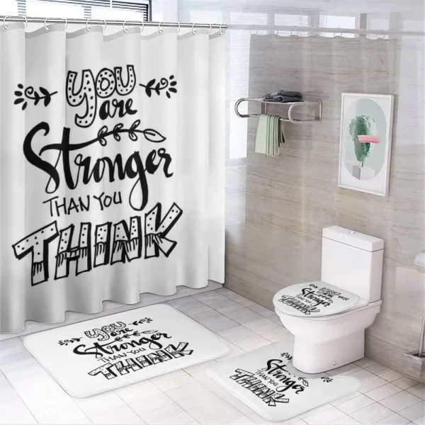 Floral Motivational Phrase on a shower curtain