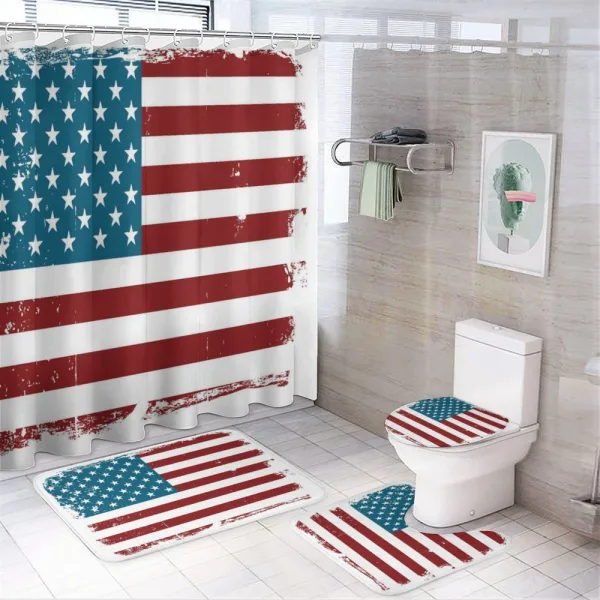 Grungy Old Glory USA on a shower curtain