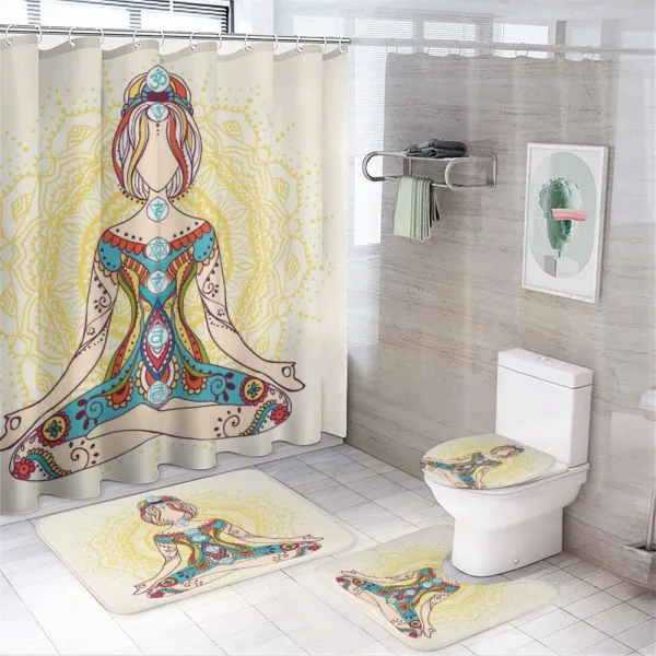 Lotus Pose Inner Peace on a shower curtain