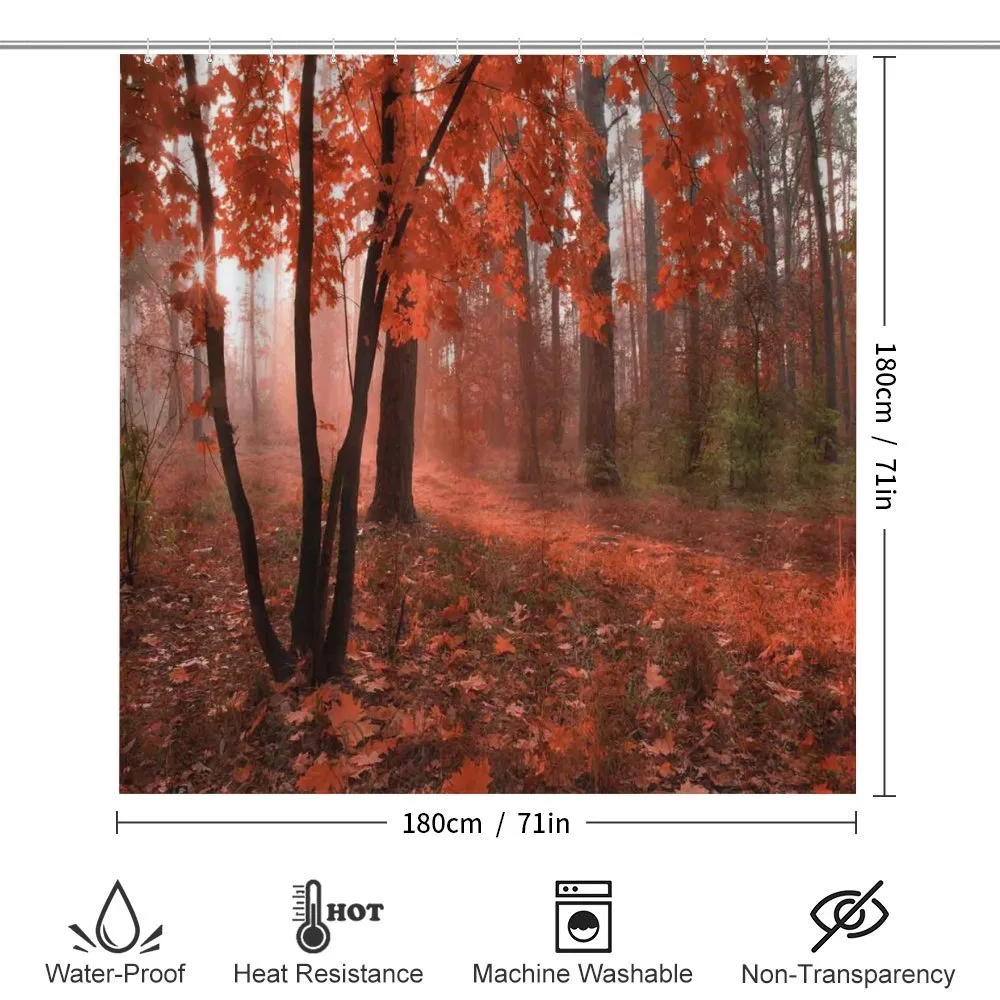 Misty Forest Leaves Orange — Detail 2