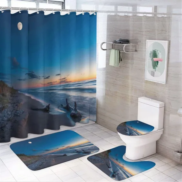 Moon in Sky Lake on a shower curtain