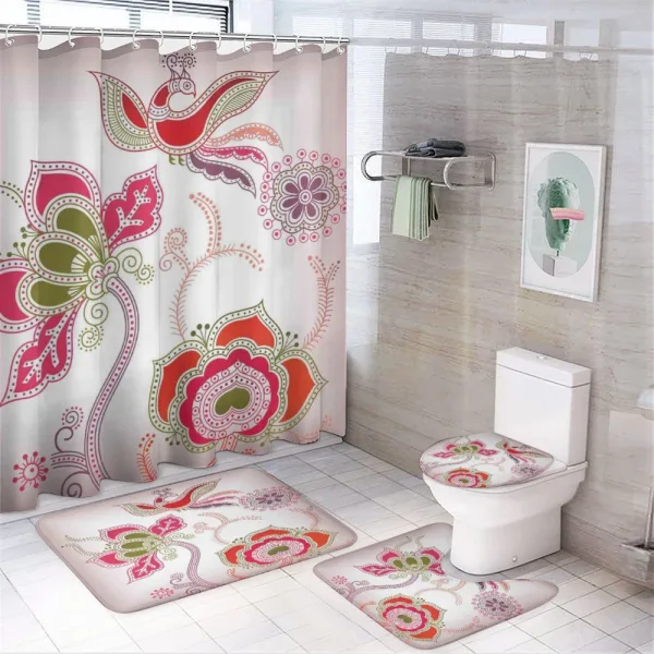 Mystic Bird Eastern Floral on a shower curtain