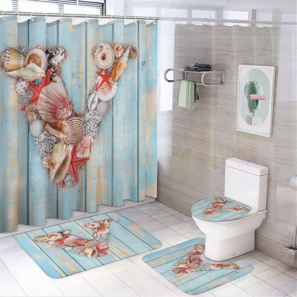 Nautical ABC Theme V on a shower curtain