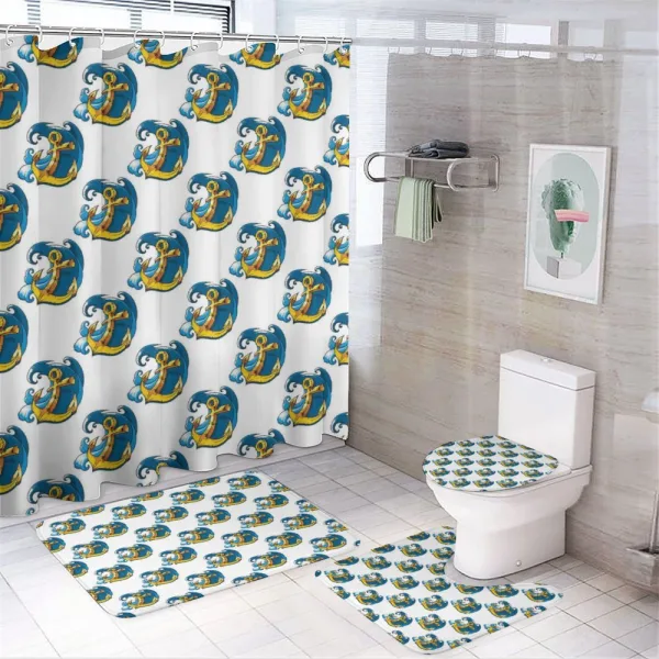 Ocean Wave Marine Retro on a shower curtain