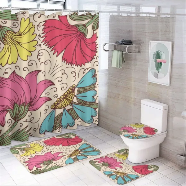 Old Fashioned Artwork on a shower curtain