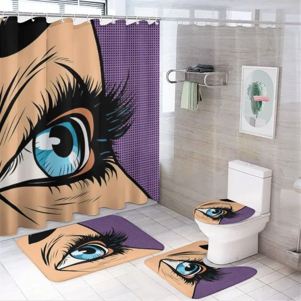 Pop Art Retro Style Cartoon on a shower curtain