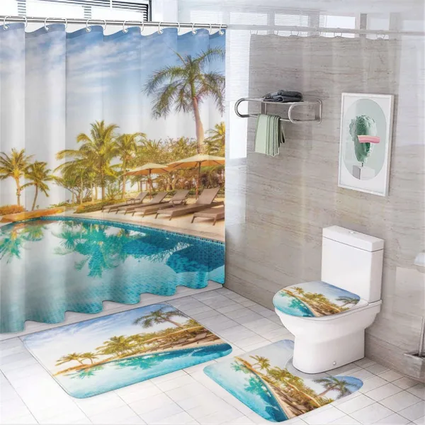 Resting Under Palms on a shower curtain