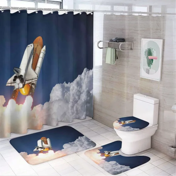 Rocket Lift Blast on a shower curtain